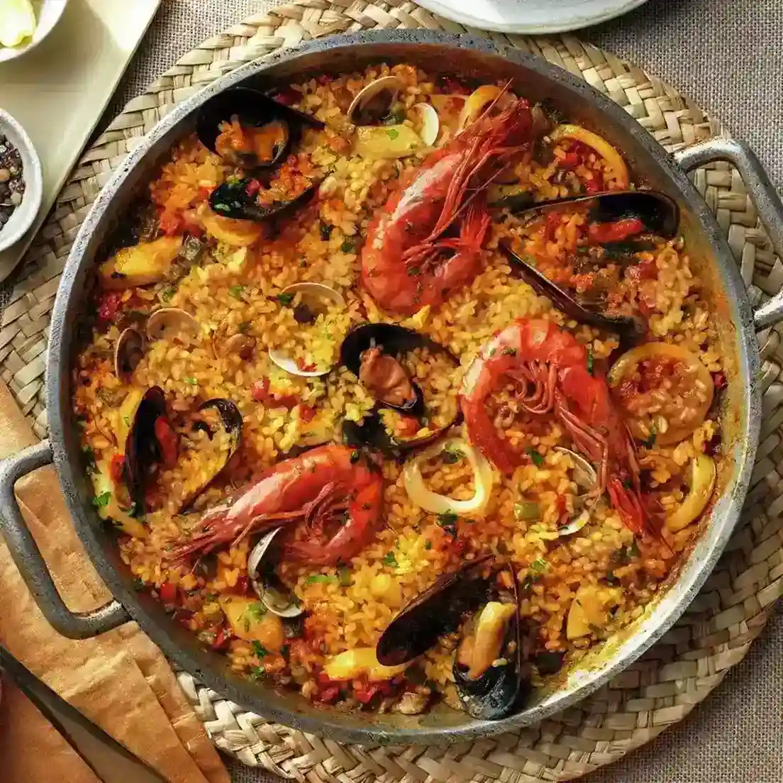 Очень вкусная средиземноморская паэлья с морепродуктами