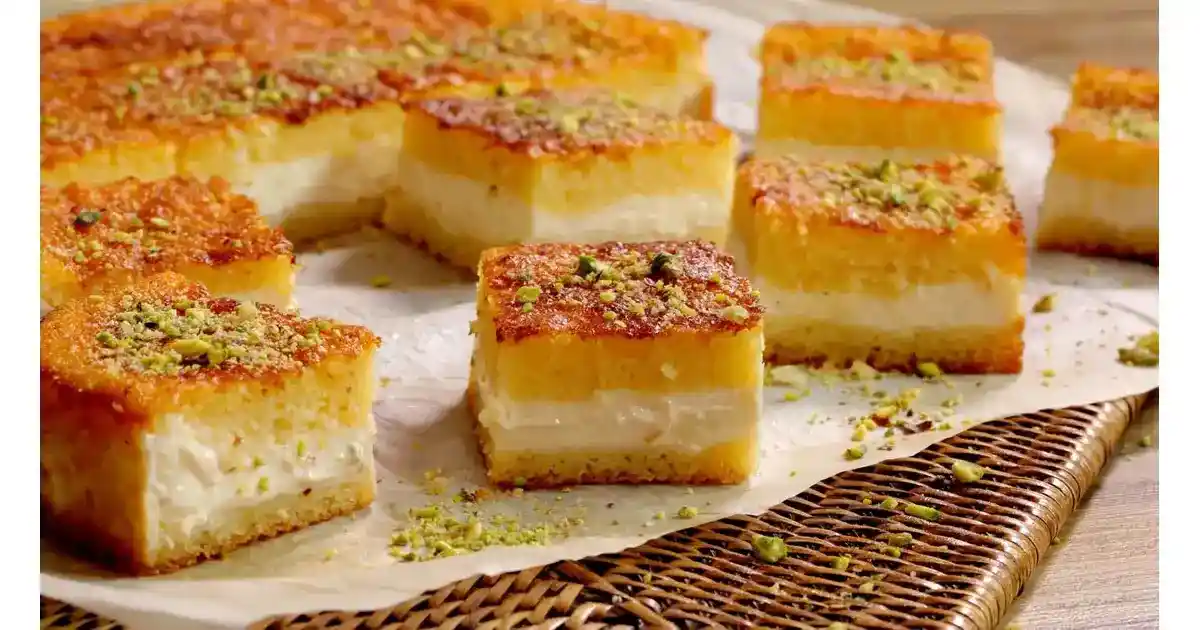 Basbousa árabe de sémola y almíbar dulce