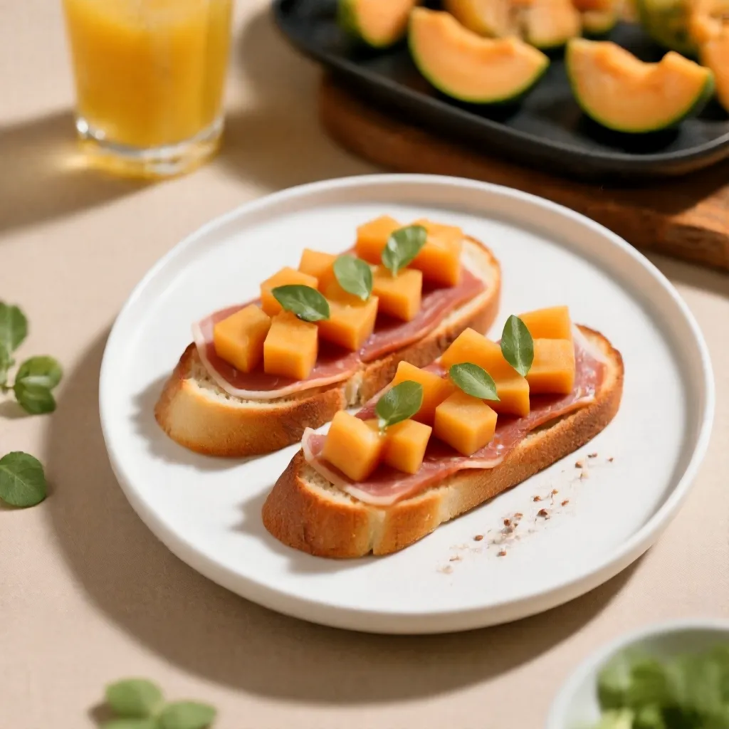 Bruschetta med skinke og melon
