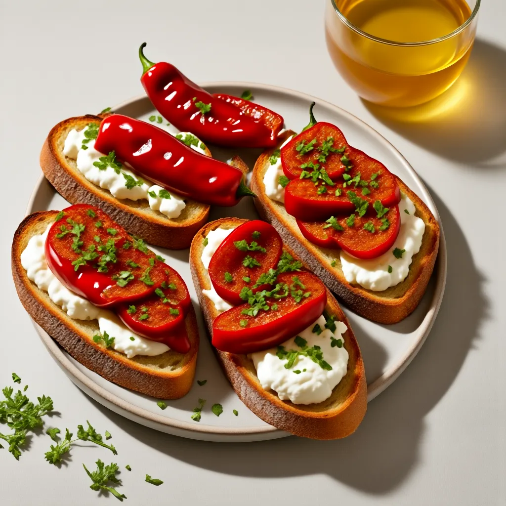 Stekt paprika og Ricotta Bruschetta