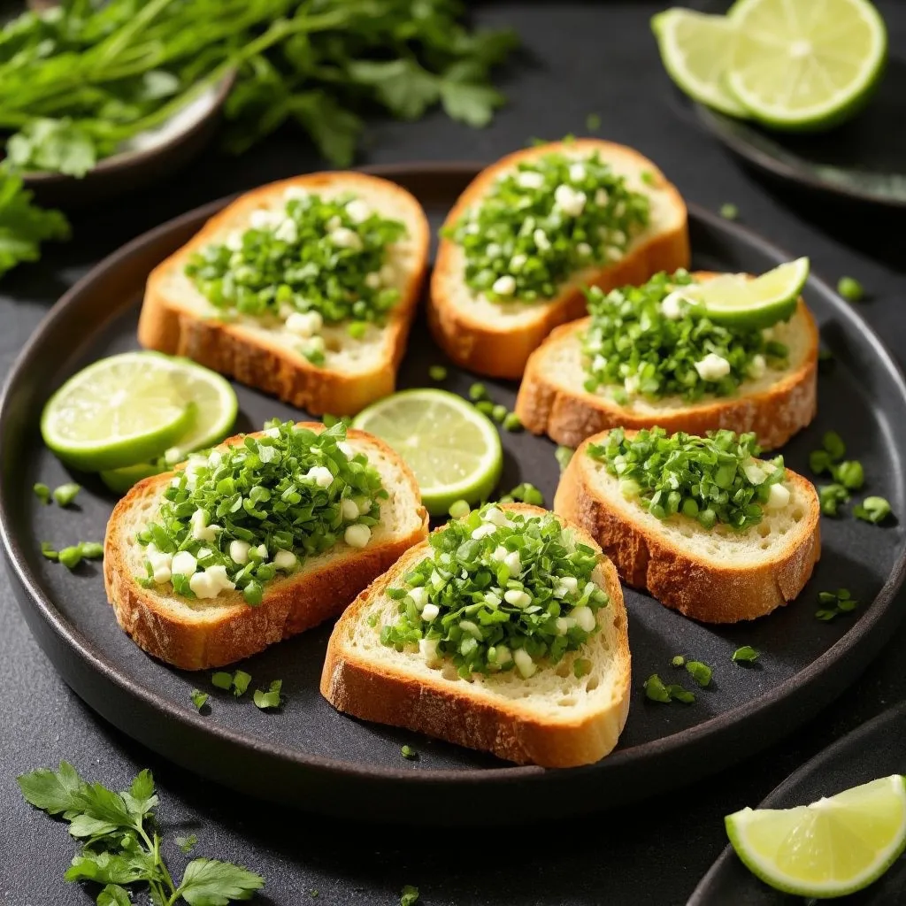 Bakt italiensk sitron og friske urtebruschetta