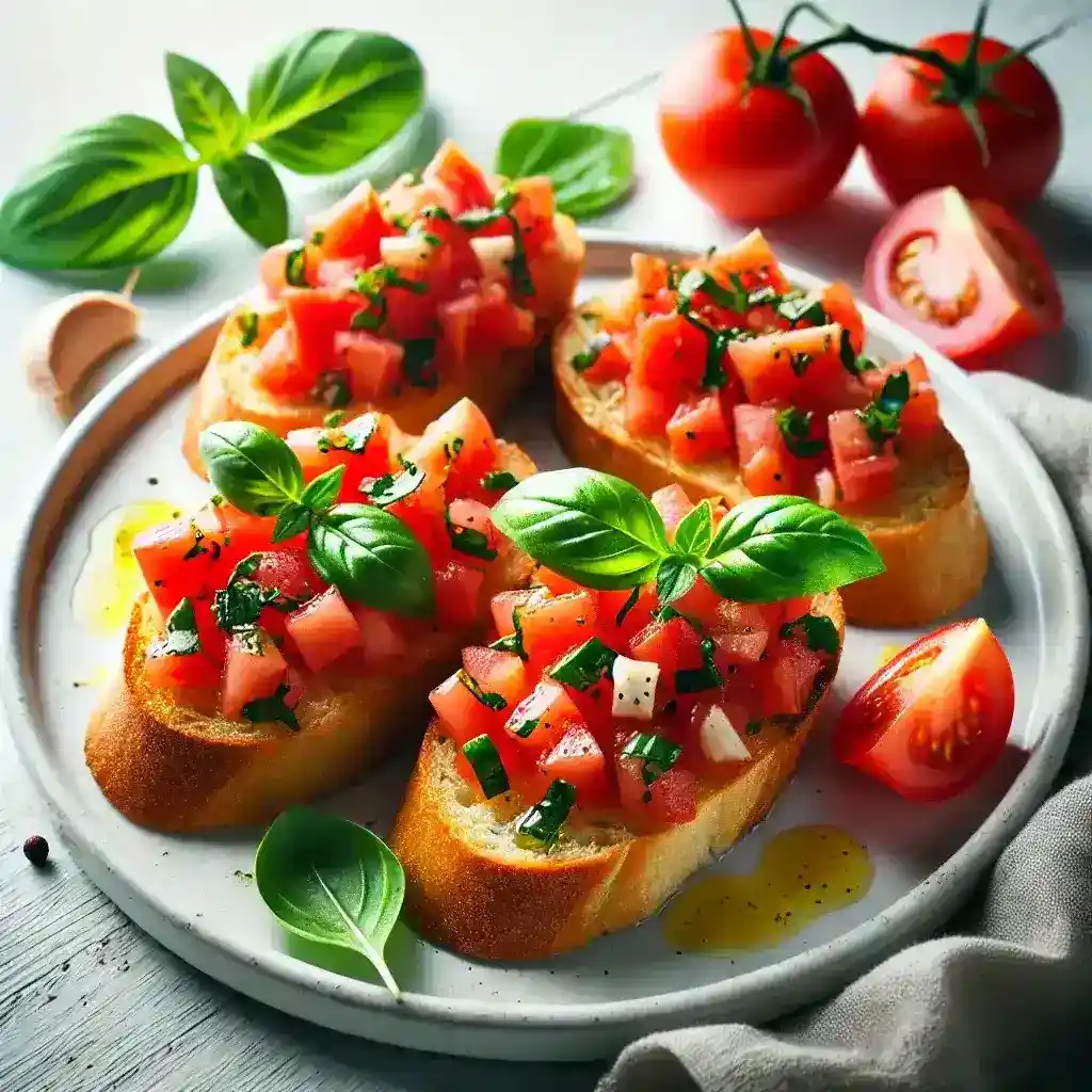 Bruschetta med fersk tomat og basilikum