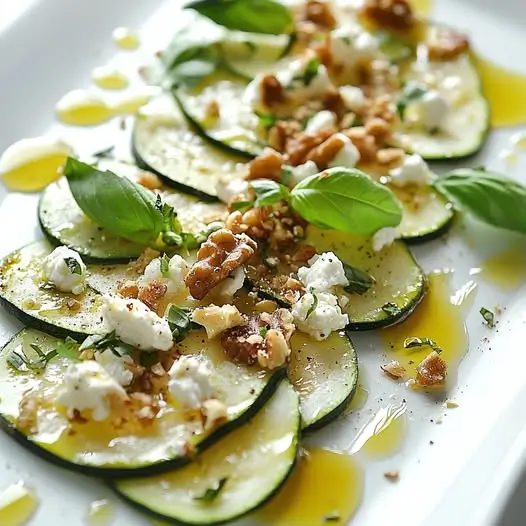 Zucchini carpaccio med parmesan og fersk sitron