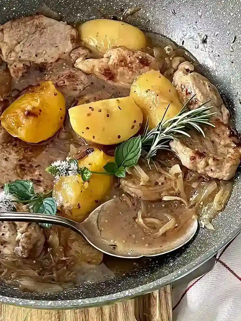 Filetes de cerdo con manzana caramelizada