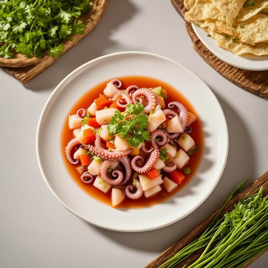 Ceviche de Pulpo y Camarones - receta tradicional