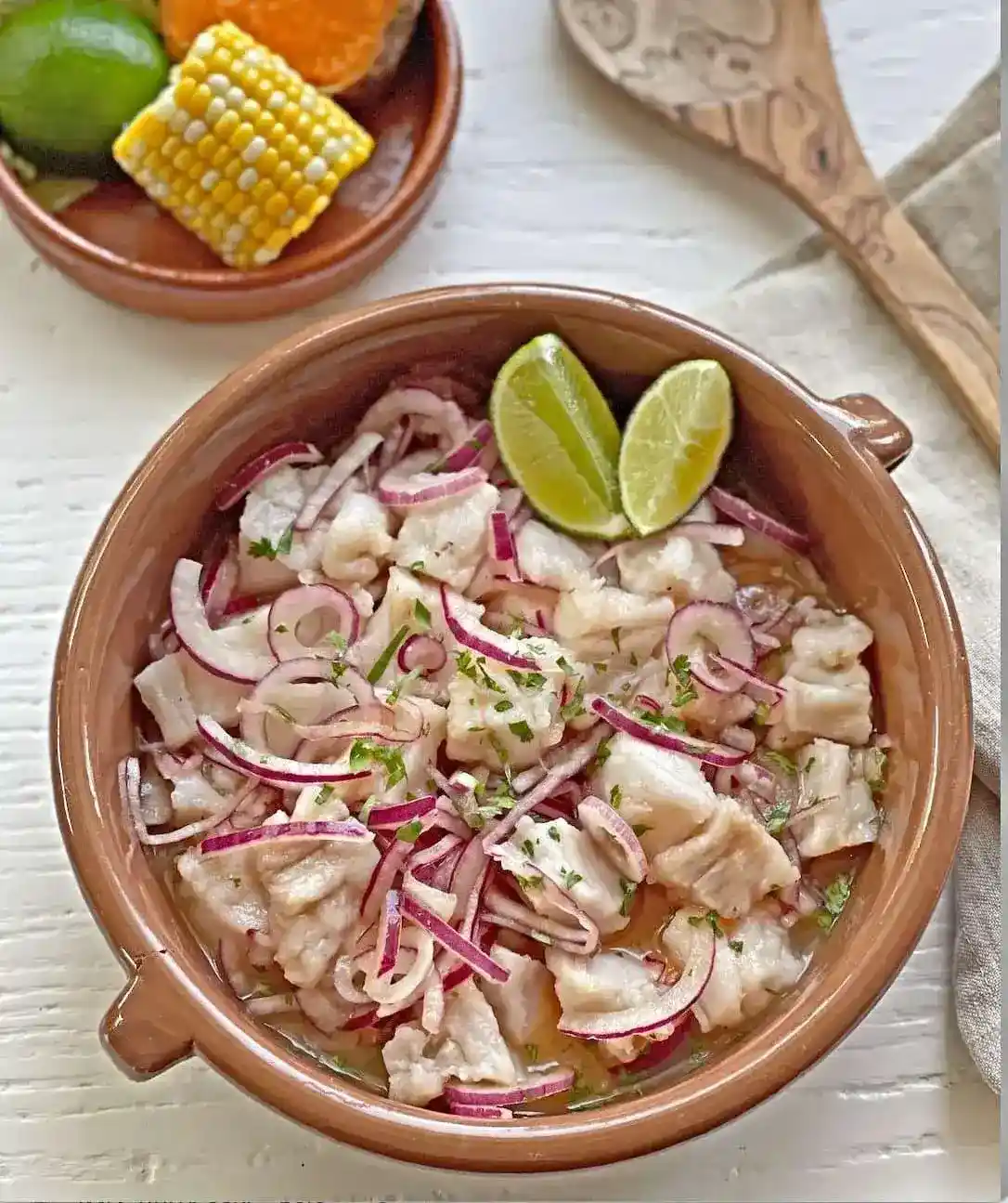 Ceviche de pescado y mariscos frescos