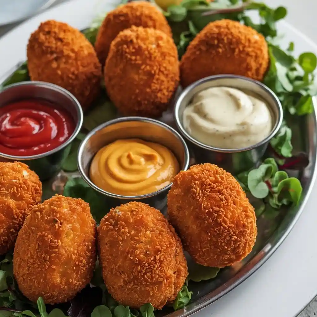 Kremete og gylne spanske Serranoskinkekroketter