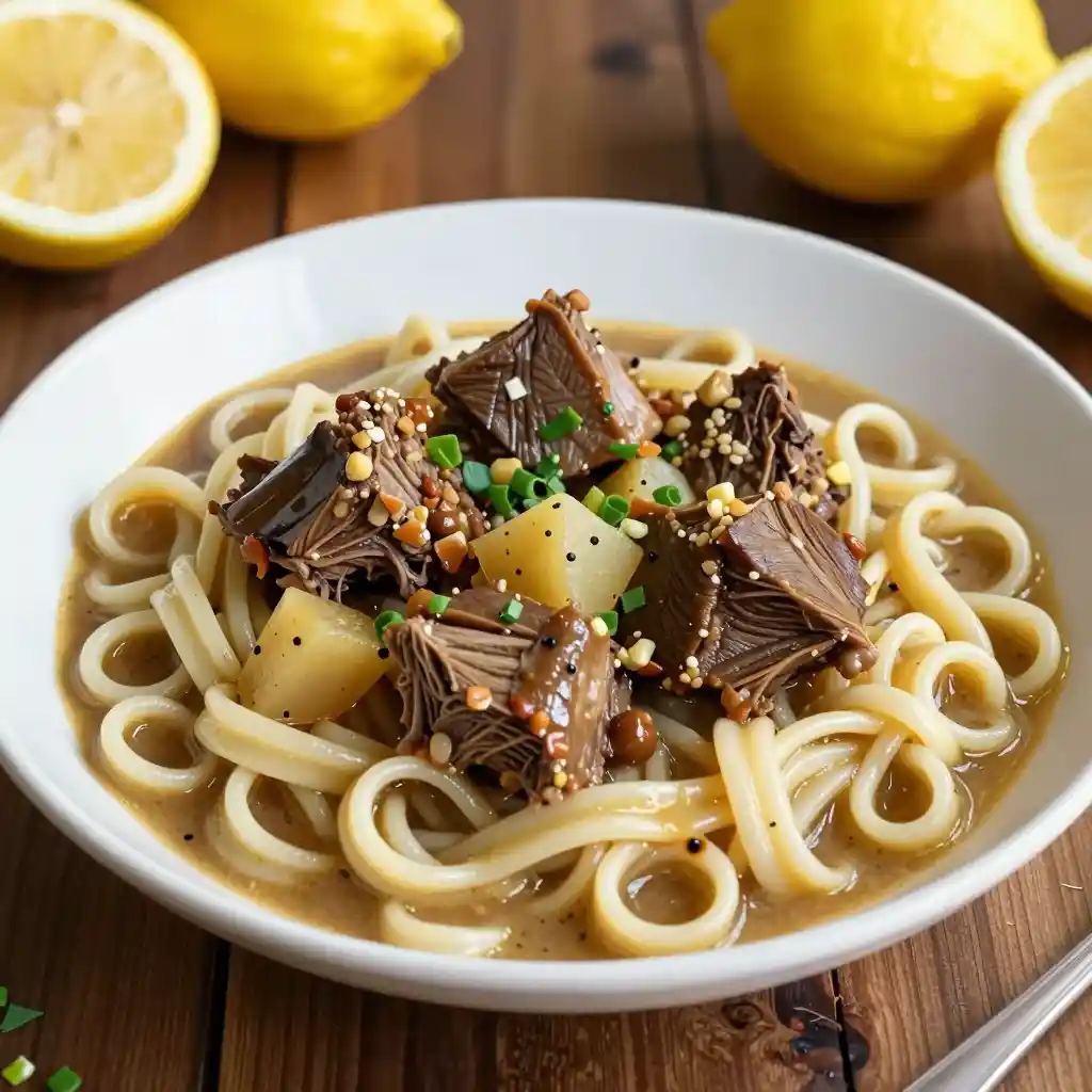 Estofado de Ternera al Limoncillo con Fideos