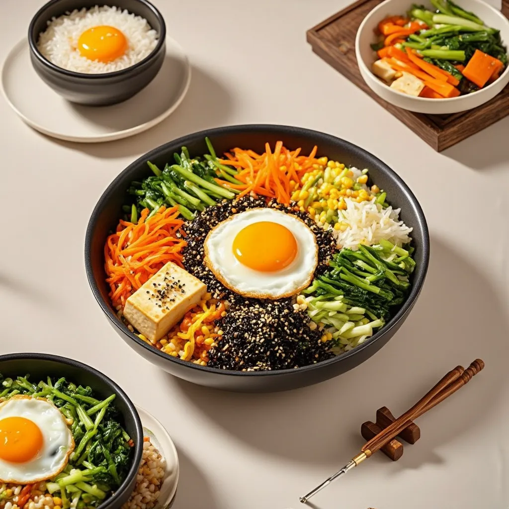 Korean Bibimbap con Tofu y Verduras