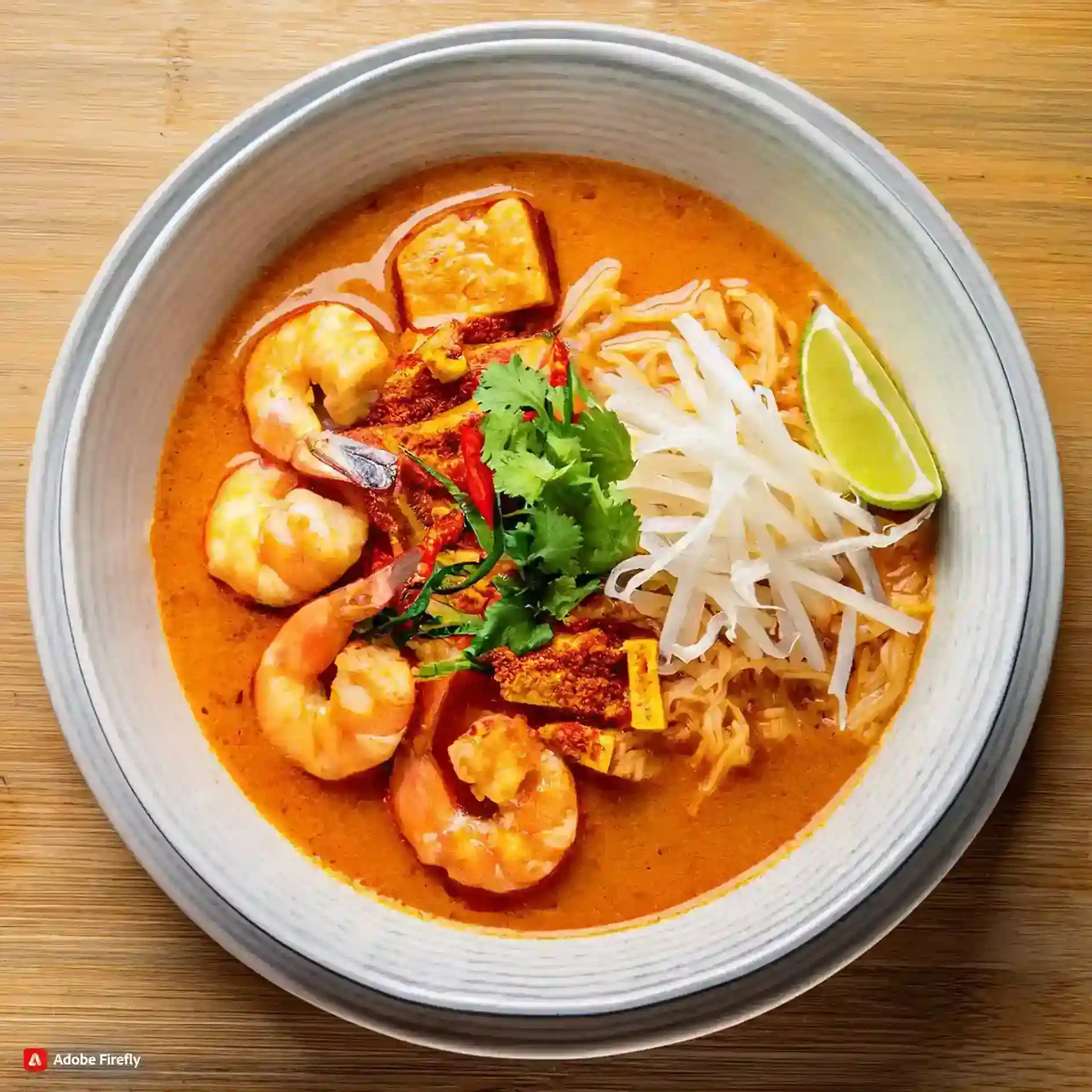 Laksa de Langostinos con Fideos de Arroz