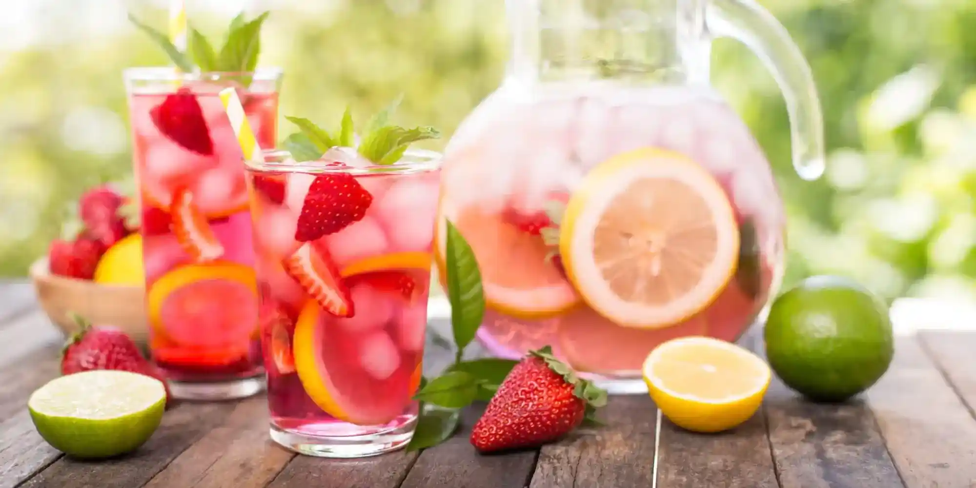 Limonada de fresa y limón refrescante