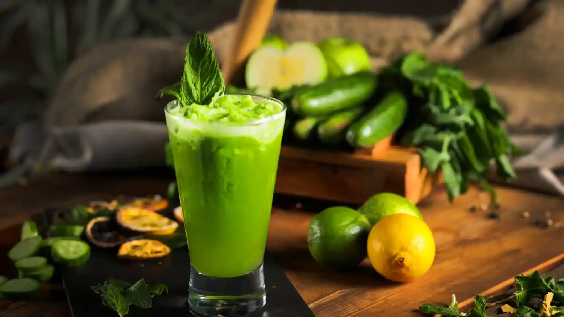 Limonada casera de pepino y menta fresca