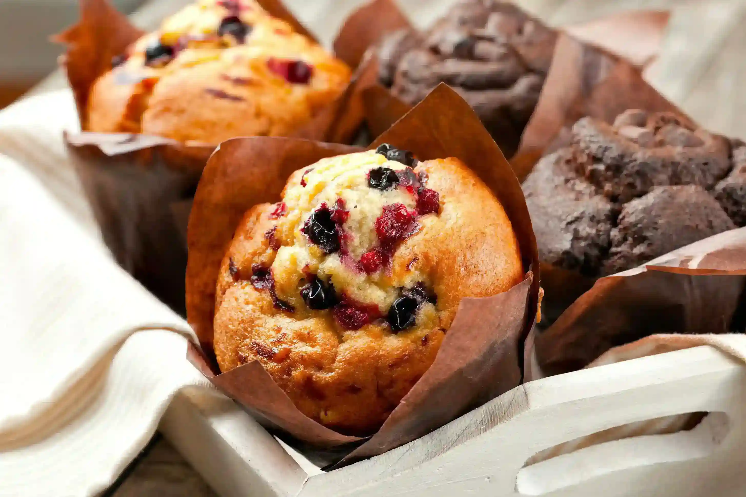 Muffins de arándanos caseros esponjosos