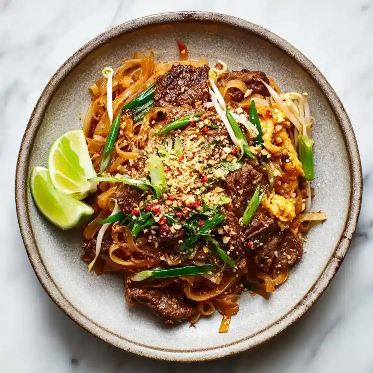 Pad Thai mit Reisnudeln und Erdnusssauce