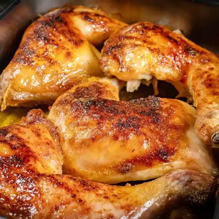 Pollo al horno con papas y hierbas aromáticas