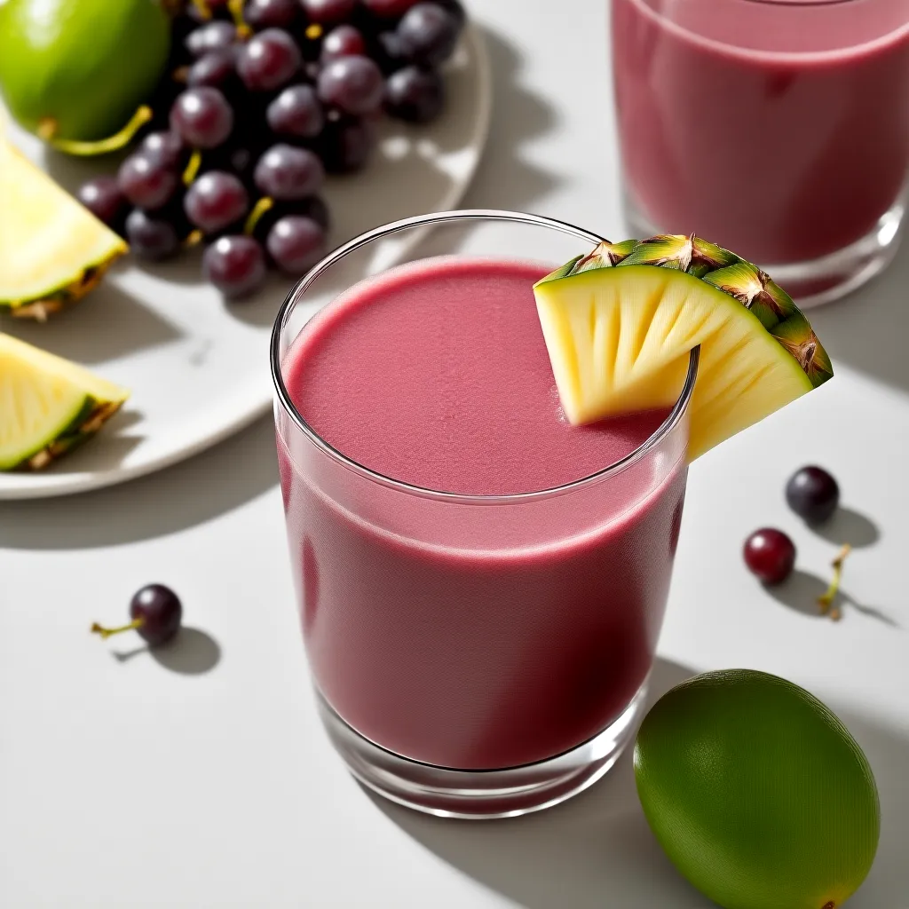 Refrescante Batido de Uva, Limón y Piña