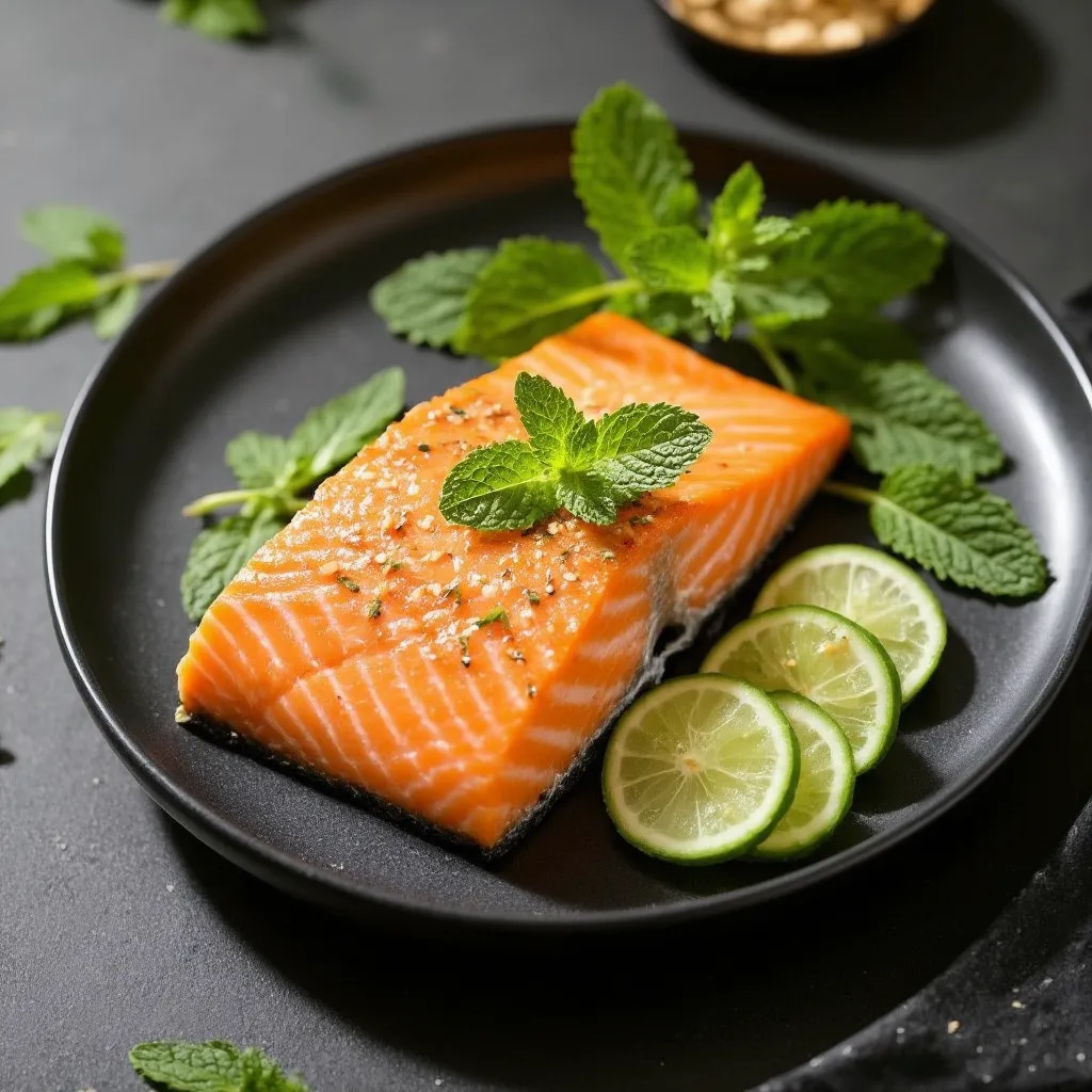 Salmón al Horno con Salsa de Miel y Menta