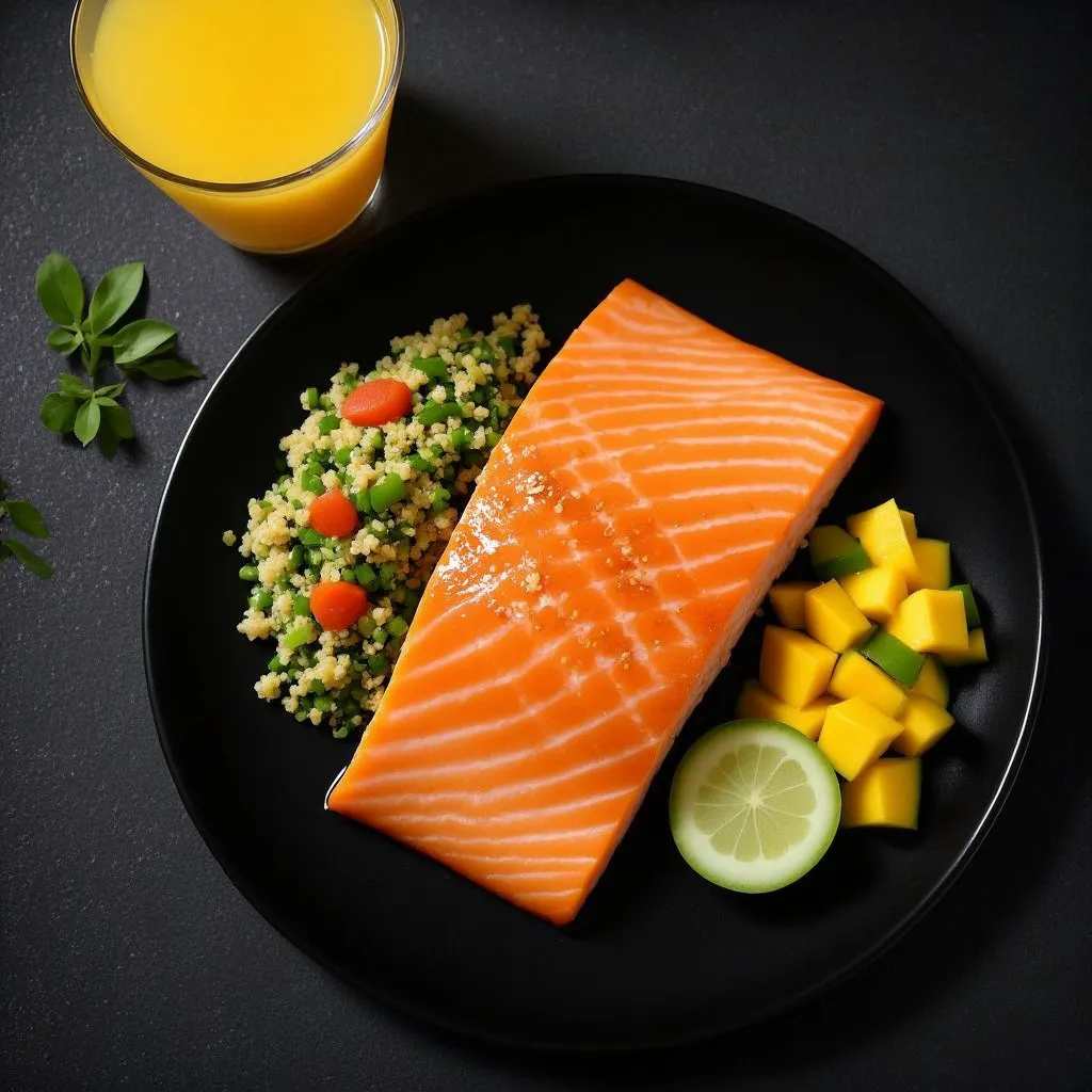 Salmón Teriyaki con Ensalada de Quinoa y Mango