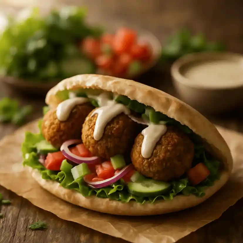 Sándwich de Falafel Pita con Salsa Tahini