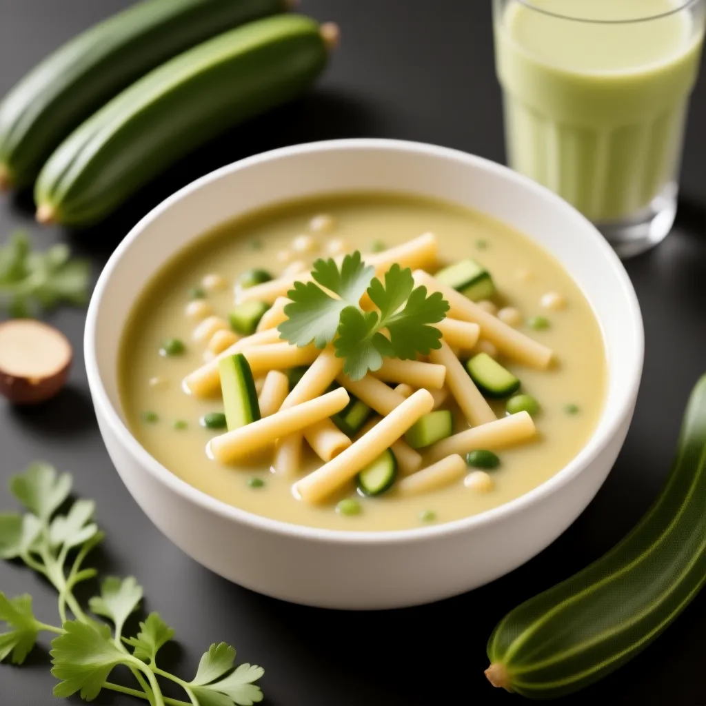 Sopa de Fideos de Calabacín y Albahaca