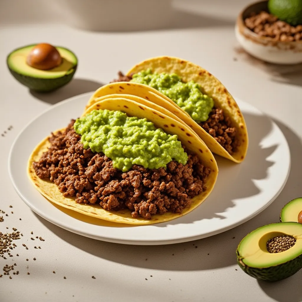 Tacos de Carne Asada con Guacamole