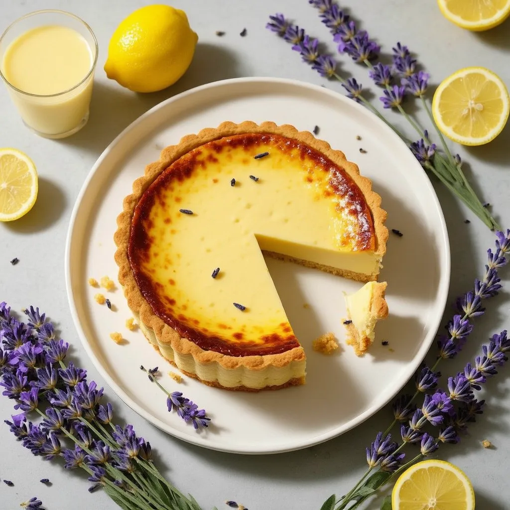 Tarta de Queso Cremosa con Limón y Aroma a Lavanda