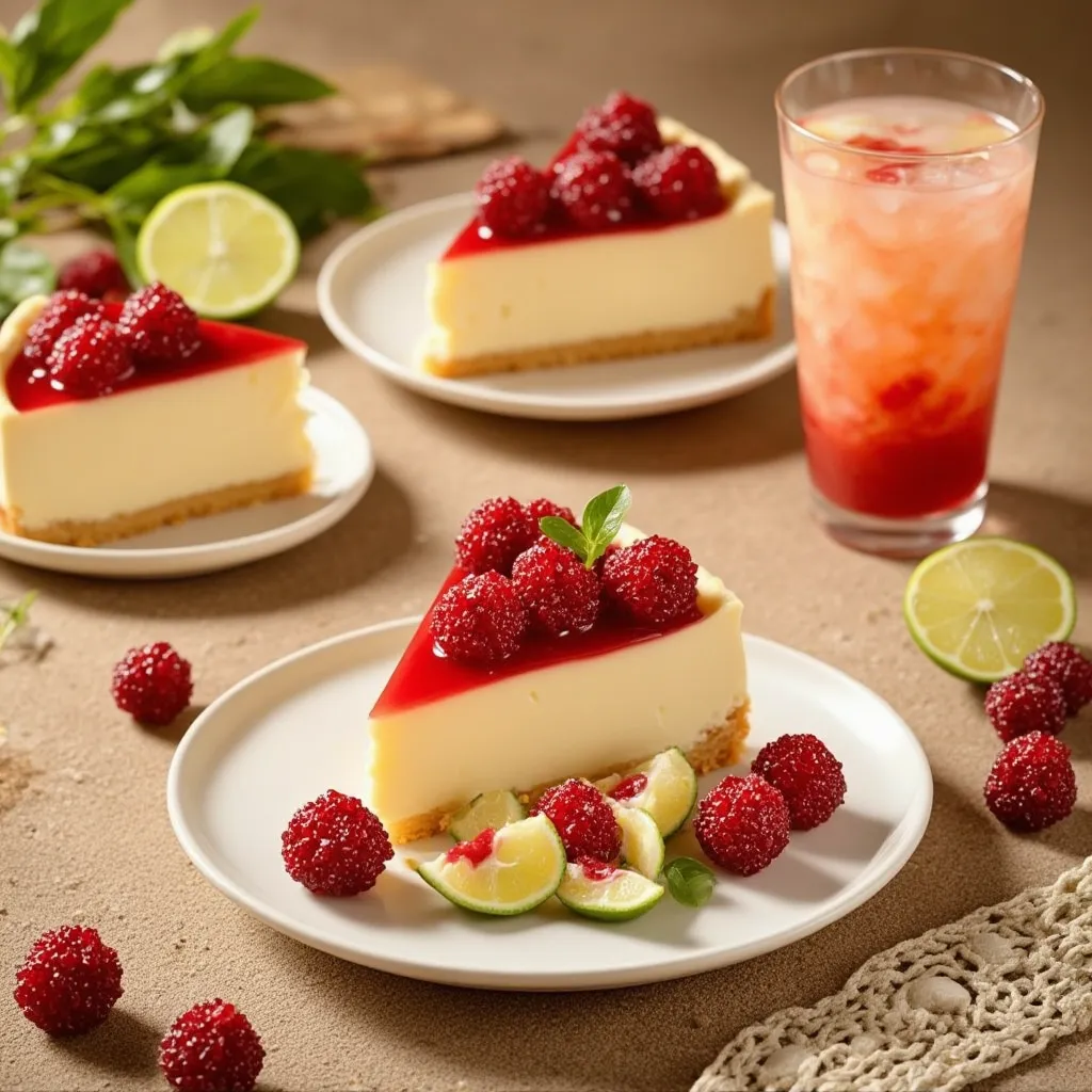 Tarta de Queso Cremosa con Limón y Toque de Frambuesa
