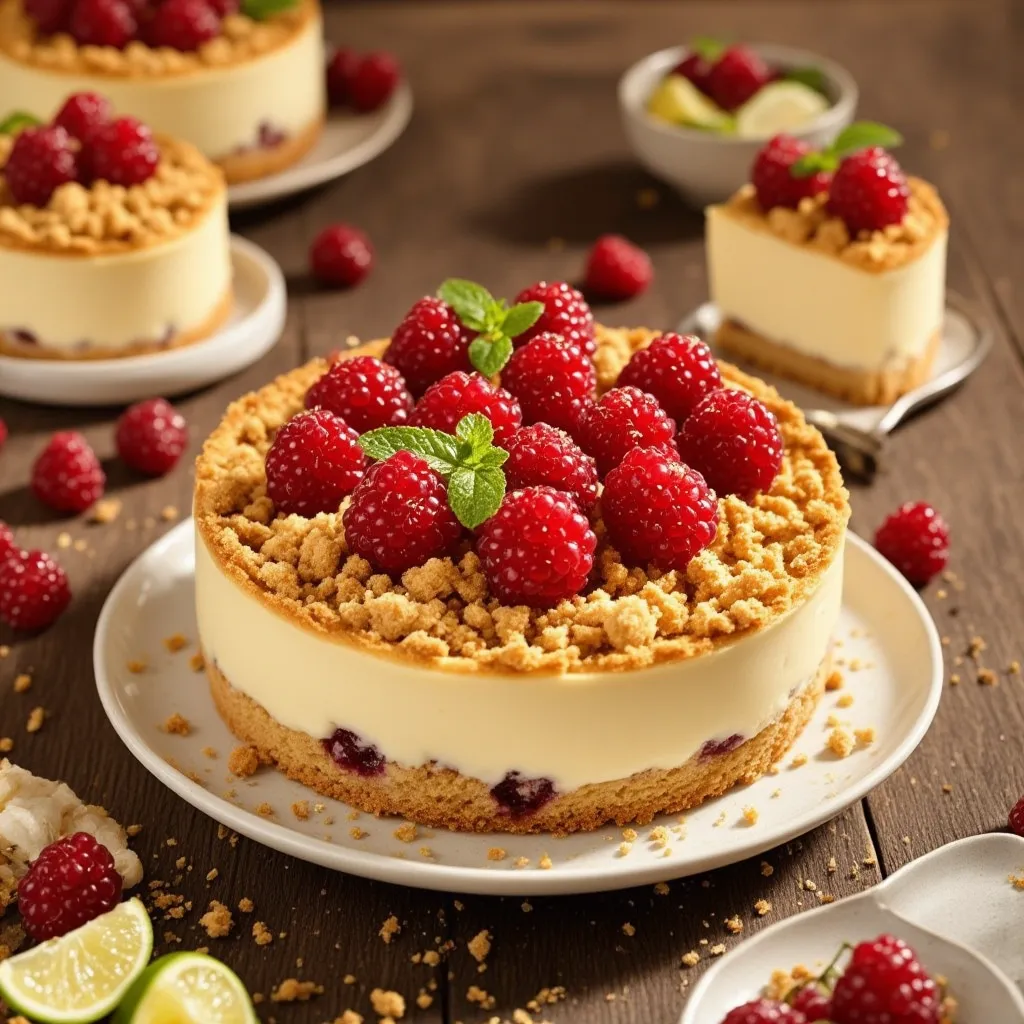 Tarta de Queso y Fresas con Crumble