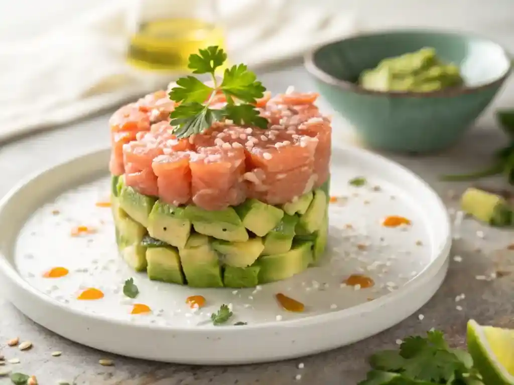 Fersk laks og avokado tartar
